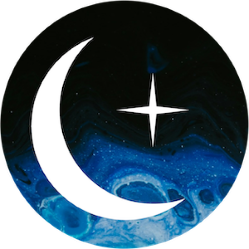 Cara Nox's logo icon, featuring a moon and star